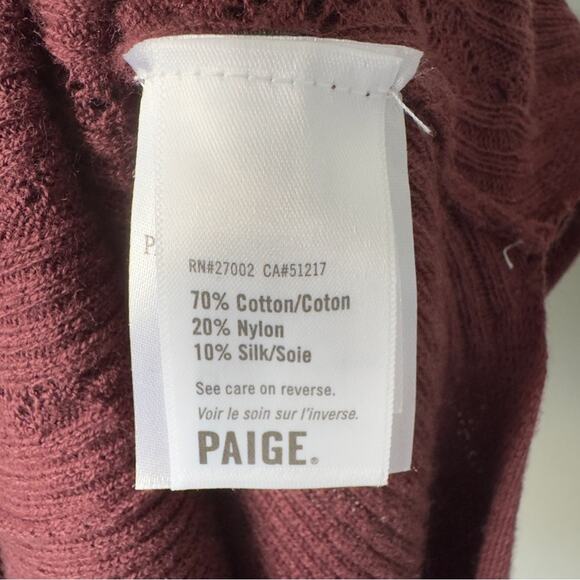 PAIGE Chocolate Wine Sleeveless knit Maxi Dress slit side waist tie bow L - Picture 9 of 12